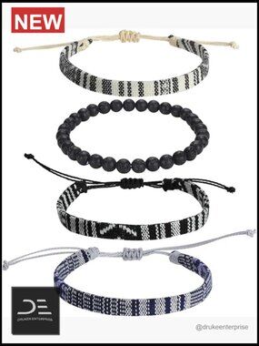 Handmade Braided Bracelet Set Adjustable Sliding Knot Beach Boho Summer Anklet